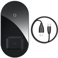 Baseus Simple 2 in 1 Qi Wireless Charger 18W Max For iPhone + AirPods Black - Vezeték nélküli töltő