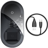 Baseus Simple 2 in 1 Qi Wireless Charger 18W Max For iPhone + AirPods Transparent Black - Bezdrátová nabíječka