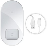 Baseus Simple 2 in 1 Qi Wireless Charger 18 W Max For iPhone + AirPods White - Kabelloses Ladegerät
