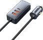 Baseus Multi-port Fast Charging Car Charger with Extension Cord 120W 2U+2C Grey - Car Charger