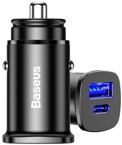 Baseus Square metal A+C 30W PPS Car Charger(PD3.0?QC4.0+SCP?AFC) Black - Car Charger - Main image