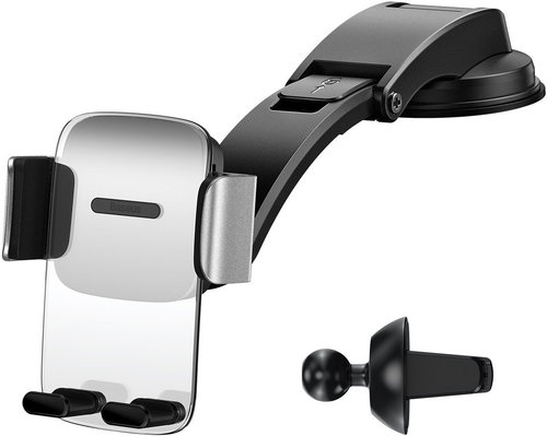 Baseus Easy Control Clamp Car Mount Holder Silver - Phone holder - Main image
