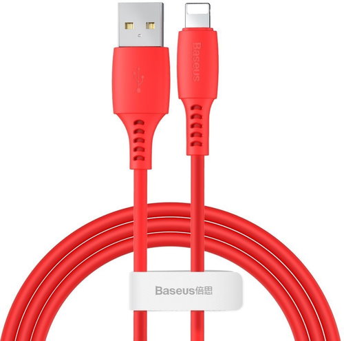 Baseus Colorful Lightning Cable, 2.4A, 1.2m, Red - Data Cable - Main image