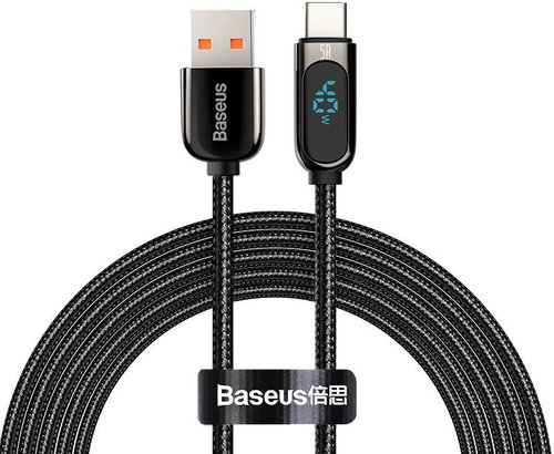 Baseus Display Fast Charging Data Cable USB to Type-C 5A 1m Black - Data Cable - Main image