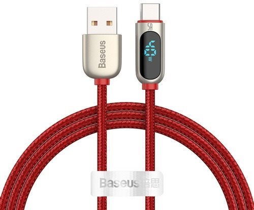 Baseus Display Fast Charging Data Cable USB to Type-C 5A 1m Red - Data Cable - Main image
