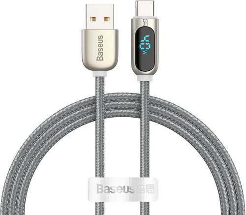 Baseus Display Fast Charging Data Cable USB to Type-C 5A 1m Silver - Datový kabel - Hlavní obrázek