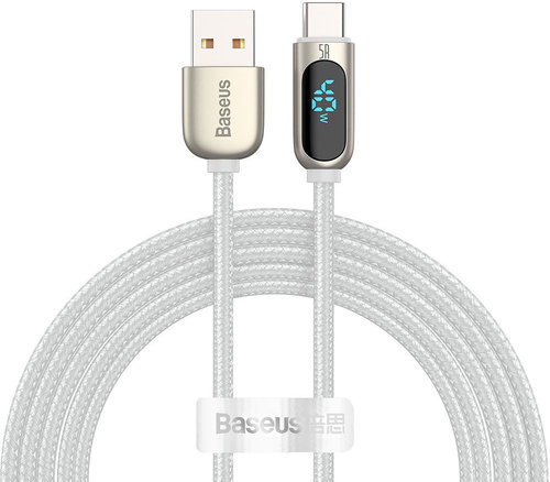 Baseus Display Fast Charging Data Cable USB to Type-C 5A 2m White - Data Cable - Main image