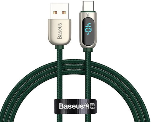 Baseus Display Fast Charging Data Cable USB to Type-C 5A 2m Green - Data Cable - Main image