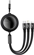 Baseus One-for-three Retractable Data Cable USB to M+L+C 1.2m 66W Black - Data Cable