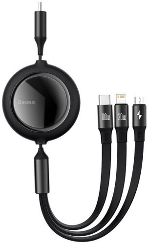 Baseus  One-for-three Retractable Data Cable Type-C to M+L+C 1.2m 100W Black - Datenkabel - Hauptbild