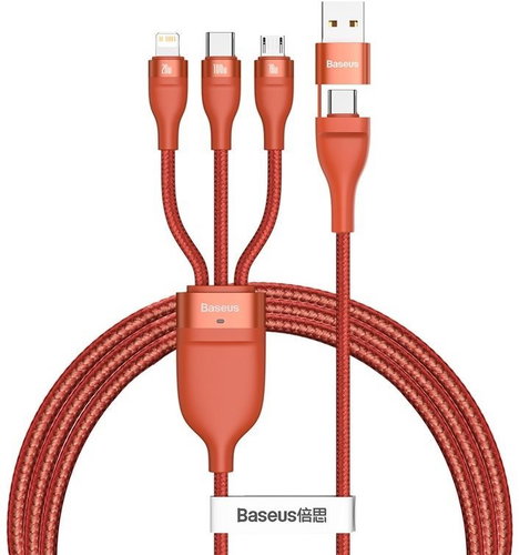 Baseus Flash Series Data Cable USB + Type-C to Micro USB + Lightning + USB-C 100W 1.2m Orange - Data Cable - Main image