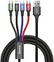 Baseus Fast 4in1 USB to Lightning + USB-C + 2x MicroUSB Cable - 3.5A, 1,2m, Black - Adatkábel