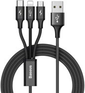 Baseus Rapid Series 3 in 1 Cable MicroUSB + Lightning + Type-C 3A, 1.2m, Black - Power Cable