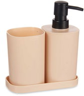 Berilo, with toothbrush cup and tray, plastic, beige - Soap Dispenser