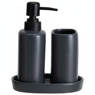 Bathroom Solutions Ply, ceramic dispenser and cup, dark grey - Soap Dispenser