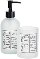 Bathroom Solutions Onyx, glass soap dispenser and toothbrush cup, white - Soap Dispenser