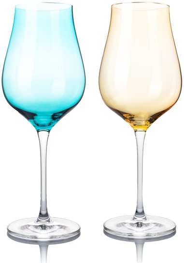 B.BOHEMIAN DION borospohár szett - 500 ml, Mix Blue and Yellow, 2 db