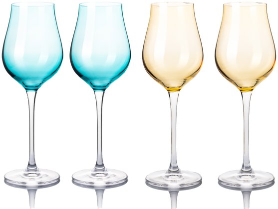 B.BOHEMIAN DION prosecco / pezsgőspohár szett - 250 ml, Mix Blue and Yellow, 4 db