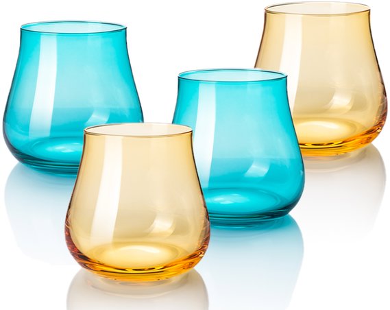 B.BOHEMIAN DION szett - 340 ml, Mix Blue and Yellow, 4 db