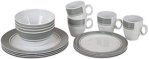 Bo-Camp Dinner set 16pcs melamine grey - Kempingové nádobí - Hlavní obrázek