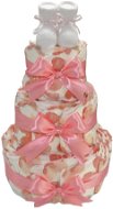 Bedeparis třípatrový plenkový dort Papučky - růžový - Plenkový dort