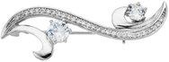 BEALIO 00512 Stříbrná brož Vlnky s kubickou zirkonií 15 × 42 mm (Ag 925/1000, 5,08 g) - Brooch