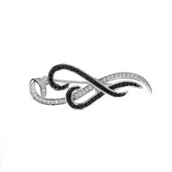 BEALIO 02042 Stříbrná brož Elegantní vlnky s kubickou zirkonií 17 × 42 mm (Ag 925/1000, 4,05 g) - Brooch