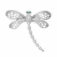 BEALIO 07317 Stříbrná brož Vážka s bílou kubickou zirkonií 45 × 43 mm (Ag 925/1000) - Brooch