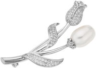 BEALIO 08539 Stříbrná brož Perla a Tulipán s říční perlou 19 × 48 mm (Ag 925/1000, 7,25 g) - Brooch