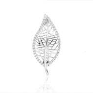 BEALIO 14172 Stříbrná brož List s bílou kubickou zirkonií 39,5 × 18 mm (Ag 925/1000, 3,09 g) - Brooch