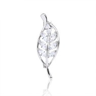 BEALIO 14173 Stříbrná brož Lístek s bílou kubickou zirkonií 29 × 10 mm (Ag 925/1000, 2,19 g) - Brooch