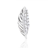 BEALIO 14175 Stříbrná brož Peříčko s bílou kubickou zirkonií 33,5 × 12,5 mm (Ag 925/1000, 2,76 g) - Brooch