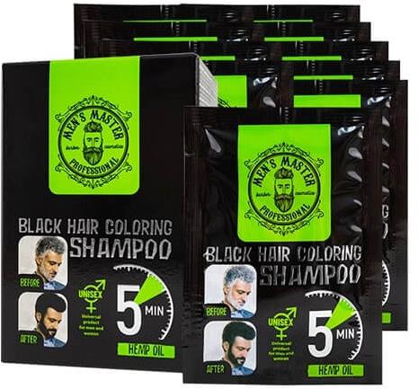 Men's Master Professional Coloring Shampoo, black hair colour 10 × 25 ml - Shampoo - Main image