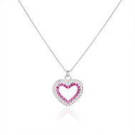 BEALIO 13480 Silver Necklace with Red Zircon Heart, Venezia Chain, 40+5cm (Ag 925/1000; approx. 2.03 - Necklace