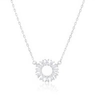 BEALIO 13921 Silver Necklace with a Sparkling Circle, 45+5 cm (Ag 925/1000; approx. 2.08 g) - Necklace