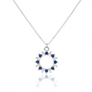 BEALIO 13482 Silver Necklace with a Blue Zircon Circle, Venezia Chain, 40+5cm (Ag 925/1000; approx.  - Necklace