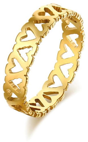 STYLE4 Ring Hearts, golden steel, 50 - Ring - Main image