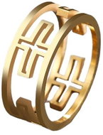 STYLE4 Prsten s křížky Multi, zlatá ocel, 53 - Ring