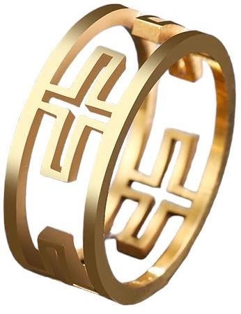 STYLE4 Ring with crosses Multi, golden steel, 57 - Ring - Main image