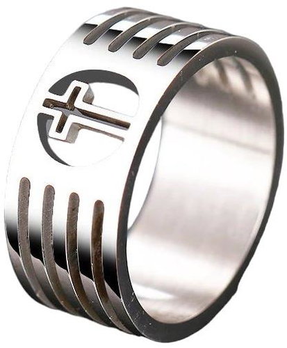 STYLE4 Ring with cross Mount, silver steel, 50 - Ring - Main image