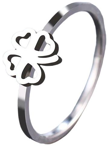STYLE4 Four-leaf clover ring Uma, silver steel, 59-60 - Ring - Main image