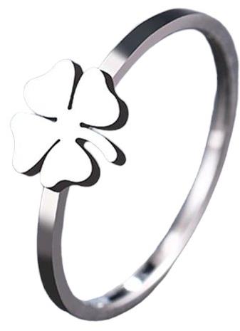 STYLE4 Prsten čtyřlístek Clover, stříbrná ocel - Ring - Main image