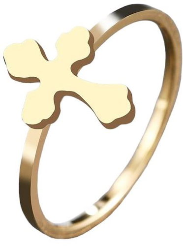 STYLE4 Cross ring, golden steel, 62 - Ring - Main image
