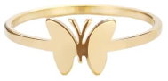 STYLE4 Prsten - motýl s plnými křídly, zlatá ocel - Ring