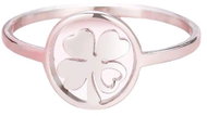 STYLE4 Four-leaf clover ring with heart, silver steel, 57 - Ring