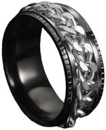 STYLE4 Prsten Chain se stříbrným řetízkem, černá ocel - Ring