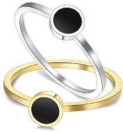 STYLE4 Prsten s černým kolečkem, stříbrná ocel - Ring