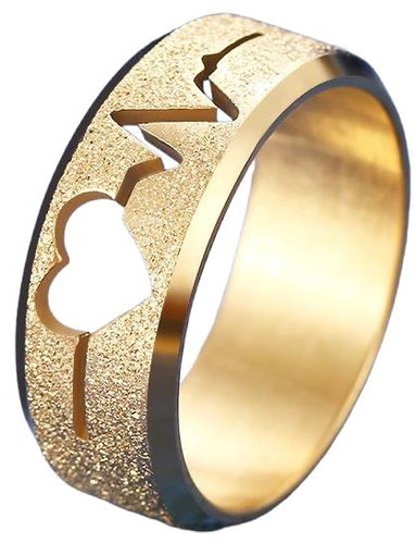 STYLE4 Třpytivý prsten Maya s kardiogramem, zlatá ocel - Ring - Main image