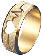 STYLE4 Sparkling Maya ring with cardiogram, golden steel, 59-60 - Ring