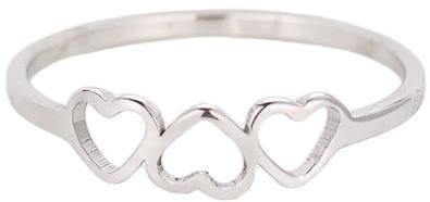 STYLE4 Ring with three hearts, silver steel, 53 - Ring - Main image